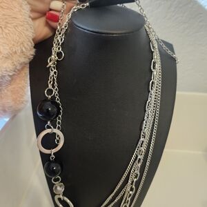 Elegant Silver and Black Necklace